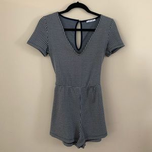 Zara blue and white check romper